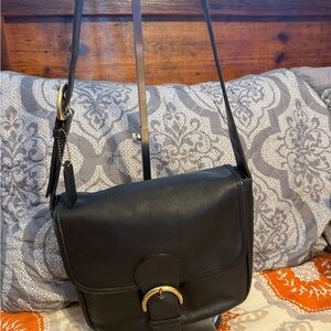Coach Black Leather Crossbody Bag with Gold Accent